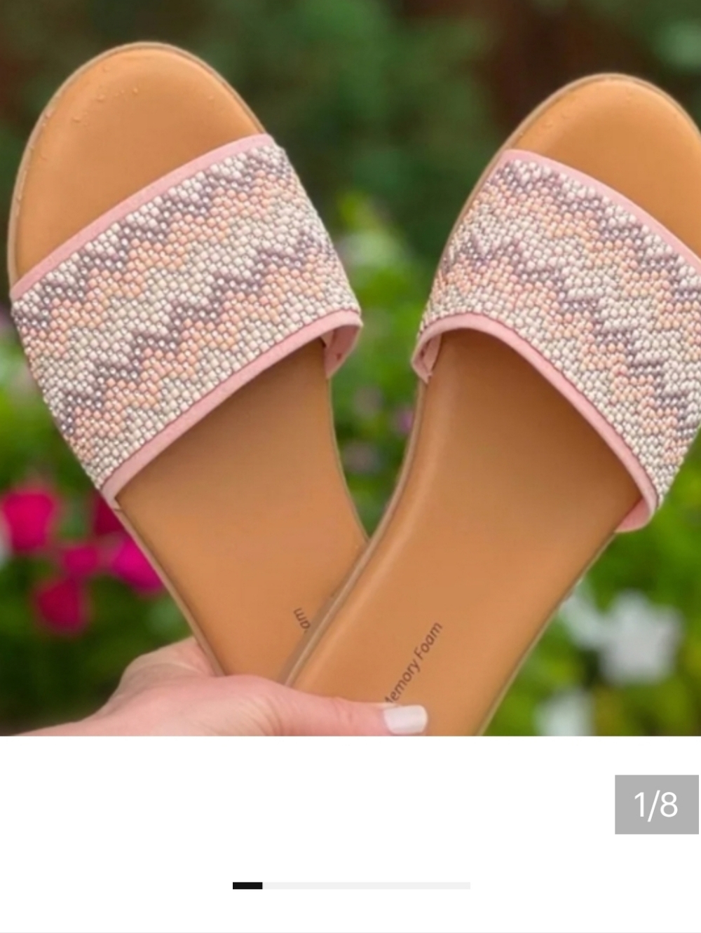 Beaded Slides Size 8.5 Women Sandals Memory Foam